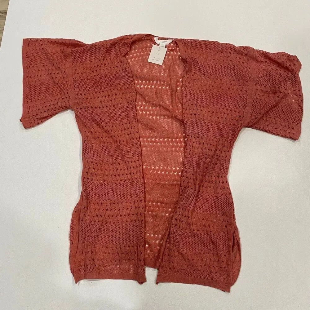 NWT Lauren Conrad Rust Open KnitโCardigan Kimono Sweater Womenโs Size L